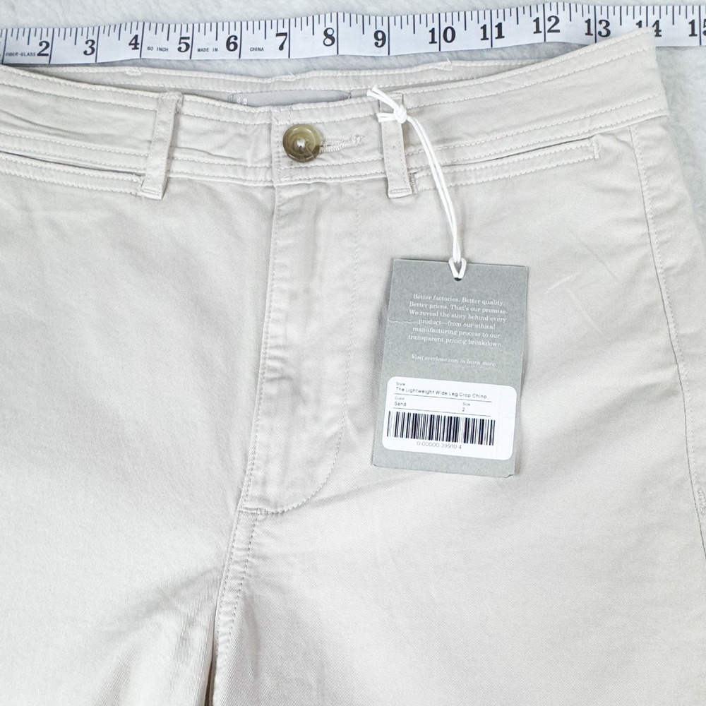 Everlane Lightweight Wide Leg Crop Chino Pants Size 2 Sand Khaki NWT - Picture 5 of 10